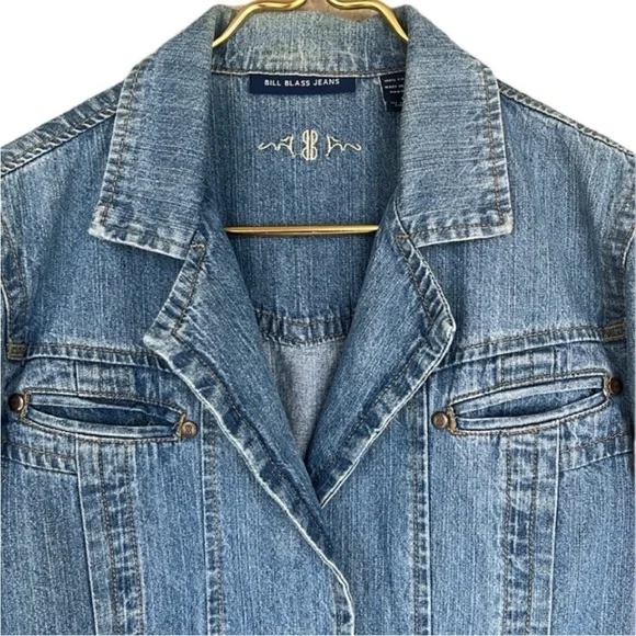 Vintage Bill Blass Blue Denim Button Front Jacket Size Large - Picture 2 of 9